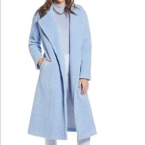Something Navy Teddy Blue faux fur coat XS
